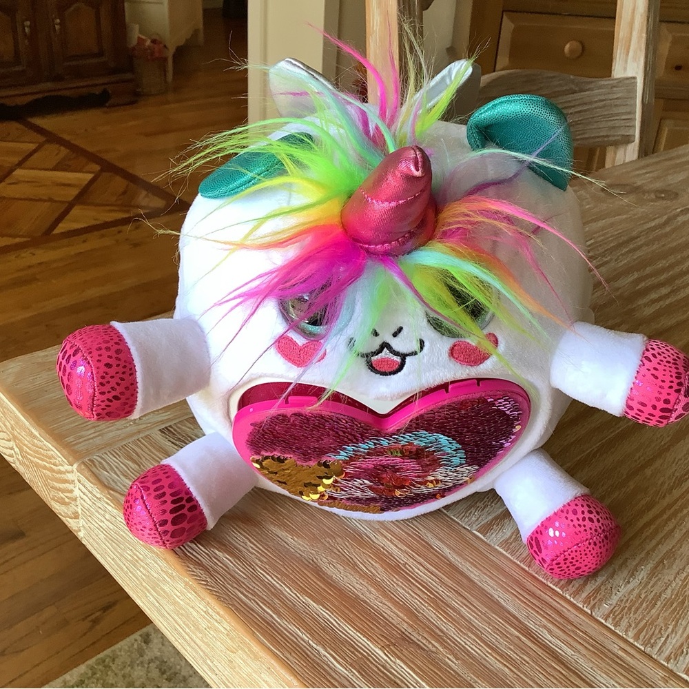 Ce White and Pink Stuffed Animal Plush Toy